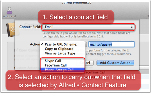 Integrate Uni-Call with Alfred's Contacts Feature